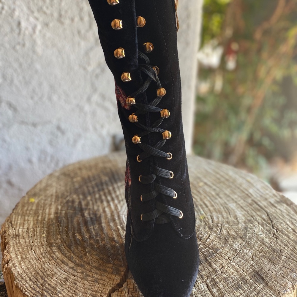 Cape Robbin Women's Embroidered Lace Up Boots - Picture 7 of 8